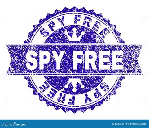 Scratched Textured SPY FREE Stamp Seal With Ribbon Stock Vector