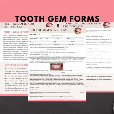 Tooth Gem Consent Form Canva Editable Tooth Gem Intake Consent