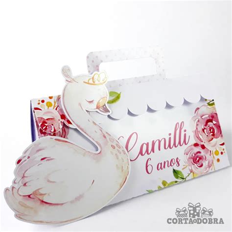 Caixa Bolsa Cisne Branco E Flores Elo Produtos Especiais