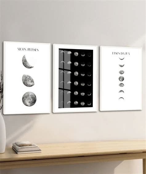 Kit Quadros Fases Da Lua Astronomia Molduras E Vidro Elo