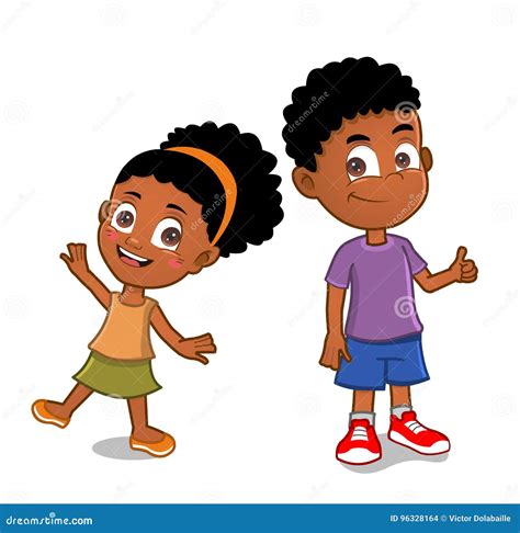 African American kids stock vector. Illustration of friends - 96328164