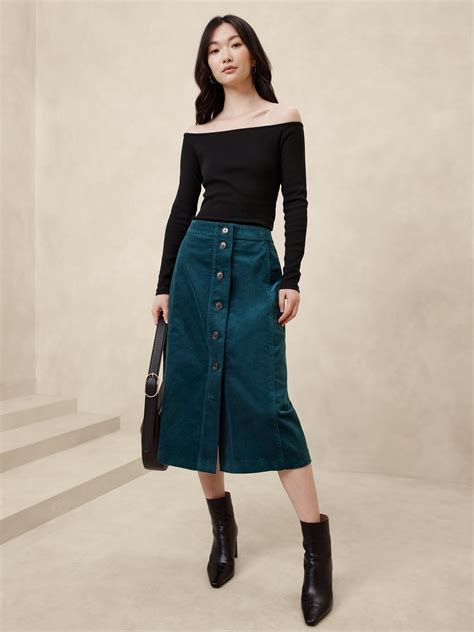 Corduroy Midi Skirt Banana Republic Factory