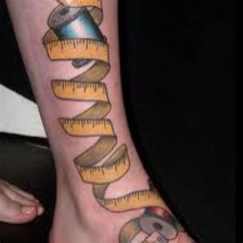 Measuring Tape And Spool Tattoo Chest Piece Tattoos Tattoos Skull