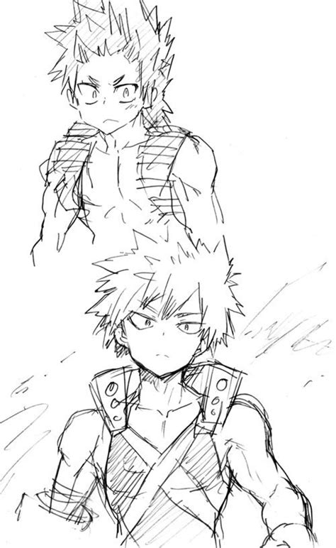 Boku No Hero Academia Kirishima Eijirou Katsuki Bakugou Esbozos