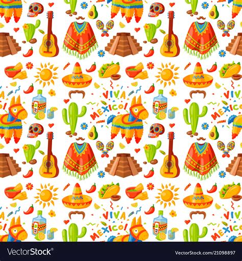 Mexico Seamless Pattern Background Royalty Free Vector Image