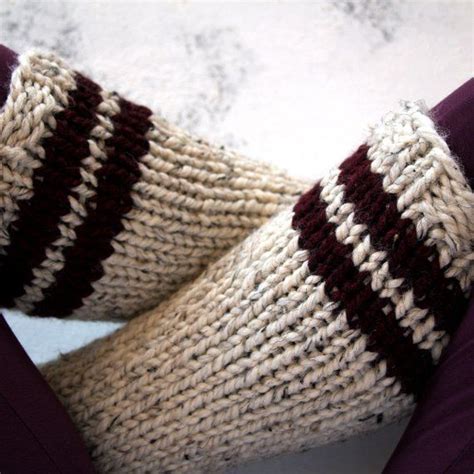 Beginner Sock Knitting Pattern Easy Sock Pattern Knitted Chunky Socks Cabin Socks Knitted Tube