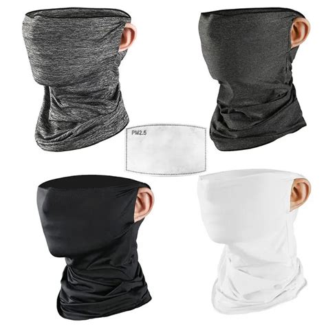 Unisex Ice Silk Neck Gaiter With Filter Ear Loops Cycling Seamless Bandana Neck Gaiter