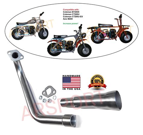 Exhaust Header 3 Stage Pipe For Coleman Ct200u Ex Camo 196cc 65hp Gas Mini Bike