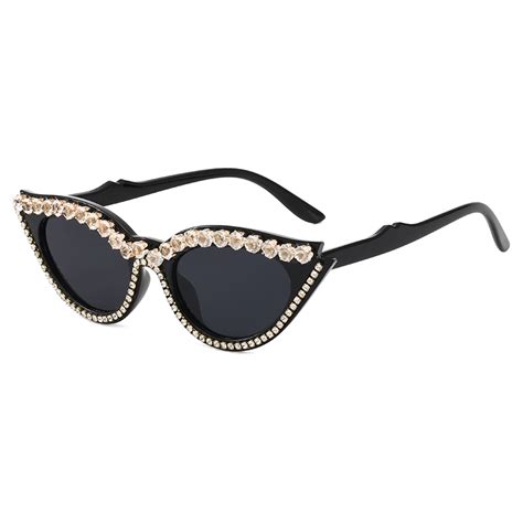 Wholesale Rhinestones Cat Eye Women Sunglasses Superhot Eyewear