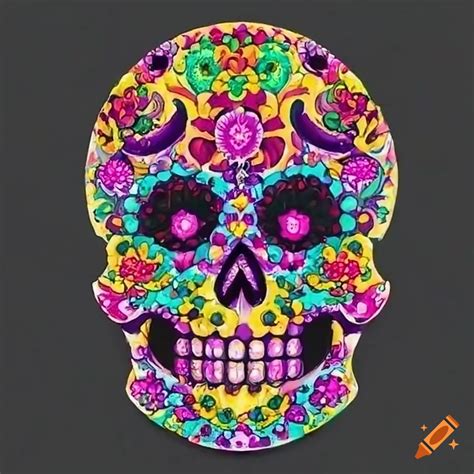 Colorful Sugar Skull Drawings