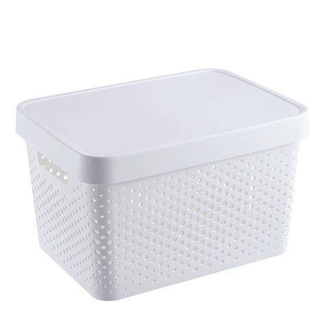 Infinity White Basket With Lid 17l Home Store More