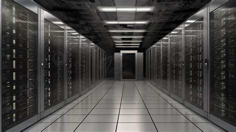 Data Center Pieno Di Server In Un Edificio Vuoto Immagine 3d Del