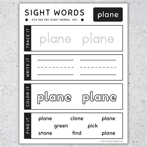 Th Fry Sight Words Trace Write Color Find It Worksheets