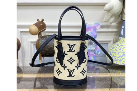 Louis Vuitton M Lv Nano Bucket Bag In Black Lotus Cotton Unrb Ru