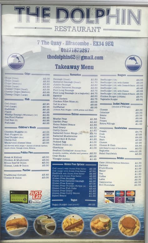 The Dolphin Ilfracombe S Full Menu Online