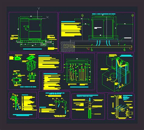 Detalhes da subestação elétrica no AutoCAD biblioteca CAD