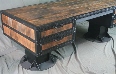 Vintage Industrial Reclaimed Wood Desk With Drawers Rustic Etsy