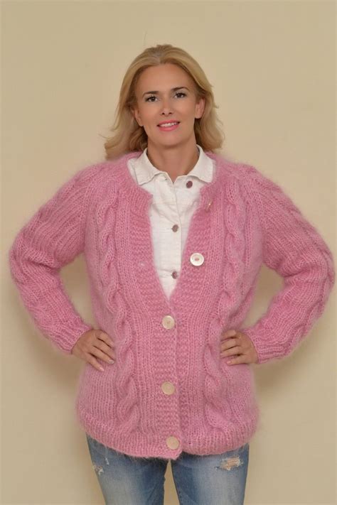 Mohair Cardigan Chunky Coat Hand Knit Cardigan Mohair Sweater