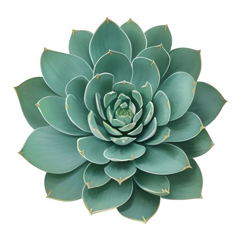 Succulent Plant Top View Isolated Detailed Hand Drawn Painting