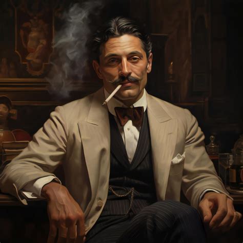 Premium Photo Portrait Of A Handsome Man Smoking Cigar In A Luxurious