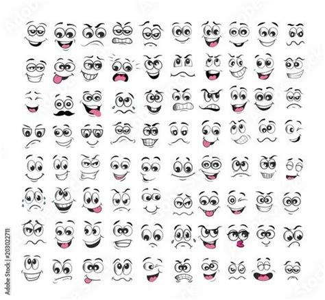 face expression set cartoon. emotion vector illustration | Drawing ...