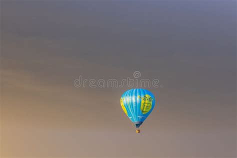 Beautiful View Of People Flying In Shrek Hot Air Balloon Far Away In