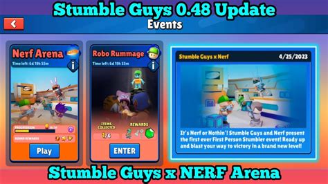 Stumble Guys X Nerf Nerf Arena Event Robo Rummage Rewards Stumble