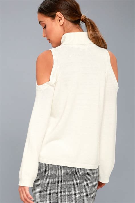 Chic Sweater Turtleneck Sweater Cold Shoulder Sweater