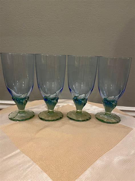 Stunning Bormioli Rocco Bahia Blue Green Iced Tea Crystal Etsy