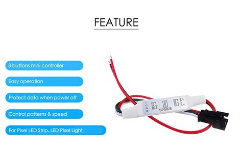 Sp002e Mini 3 Keys Addressable Pixel Rgb Led Strip Controller For Dc5 24v Dream Color Ws2811