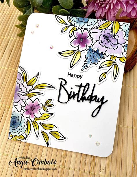 Cimbacreativefun: Happy Birthday Watercolor Card with Pinkfresh Studio