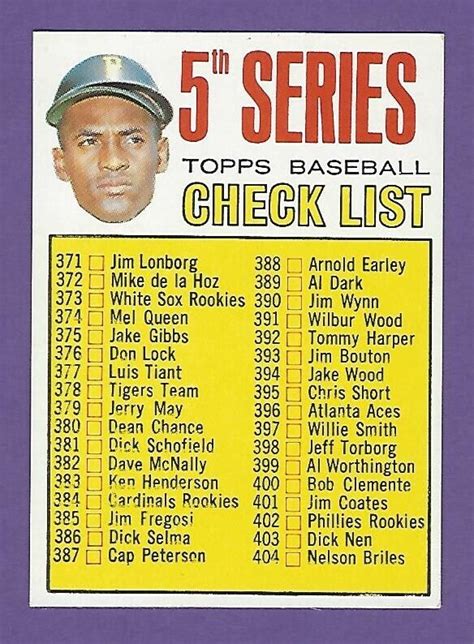 Topps Th Series Checklist Unchecked Clemente Nrmt Ebay