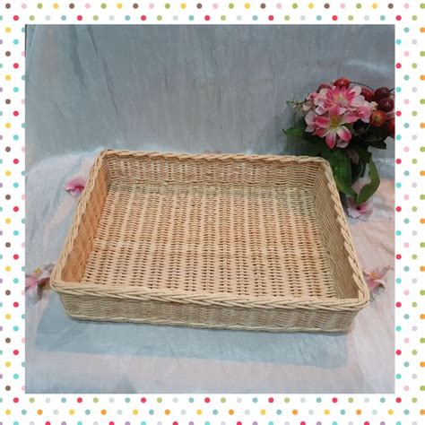 Jual K L Keranjang Rotan Premium Nampan Persegi L X X Cm Hampers