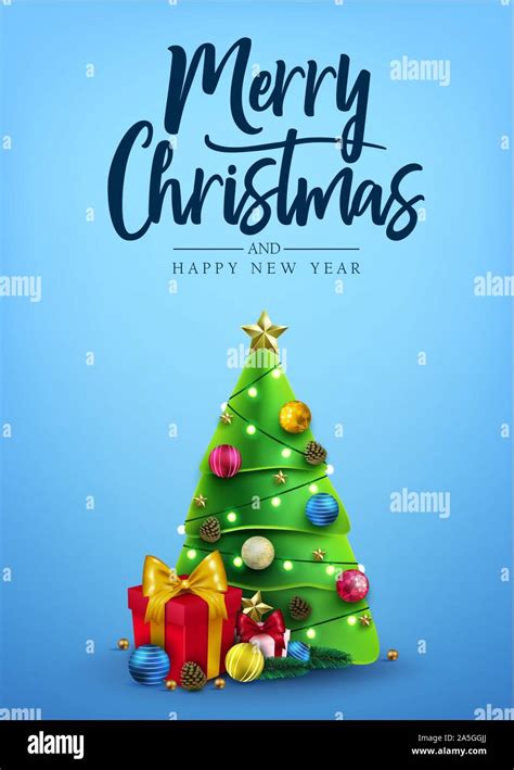 Christmas Poster Decorative Design with Christmas Tree, Gifts, Balls ...