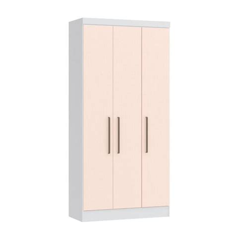 Guarda Roupa Solteiro Modulado Infinity 3 Portas 2 Gavetas Branco Blush