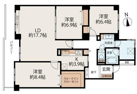 【ハトマークサイト山梨】北海道札幌市厚別区厚別東二条3丁目の ロイヤルシャトー新札幌 411 3ldk 中古マンション