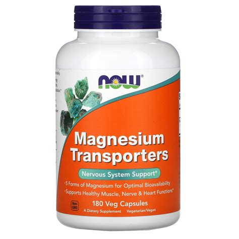 Now Foods Magnesium Transporters 180 Veg Capsules Walmart