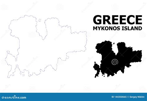 Mapa Punteado Contorno Del Vector De La Isla De Mykonos Con Nombre