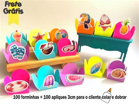 100 Forminhas Para Doces Tropical Aquarela Para Colar Elo7