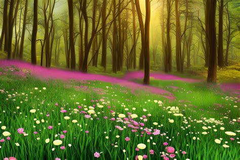 Spring Forest Landscape Background Graphic by Craftable · Creative Fabrica