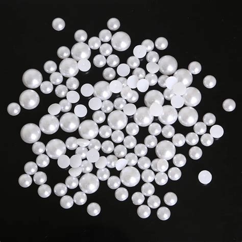 1 5mm 14mm Flatback Half Round Pure White Color Pearl Craft ABS