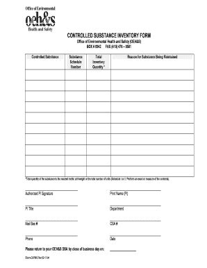 Fillable Online Controlled Substance Inventory Form Office Of