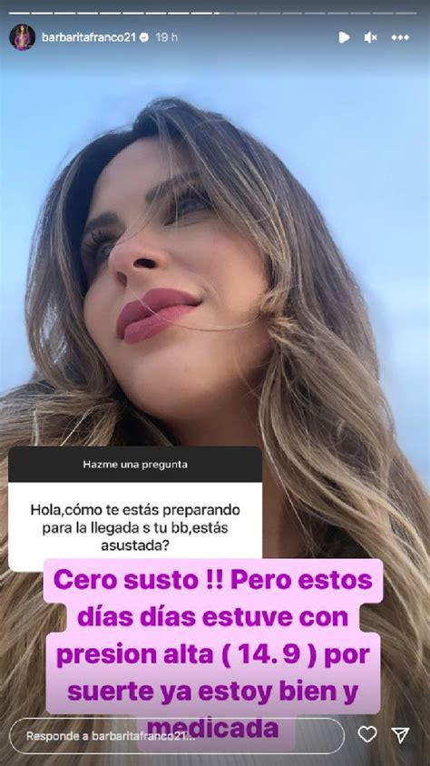 Embarazada de ocho meses Barby Franco contó por qué tuvo que ir al