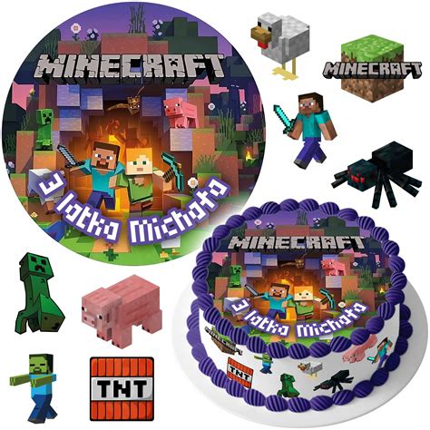 Mega Zestaw Op Atek Na Tort Minecraft Tnt Creeper Szt Postaci