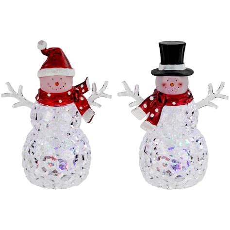 Led Lighted Snowmen Acrylic Christmas Decorations 9 Set Of 2