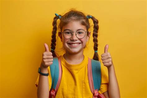 Premium Photo A Girl With Glasses And A Yellow Shirt That Says Quot