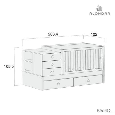 Cuna Convertible Con Cajones X Cm Alondra Konver Sero