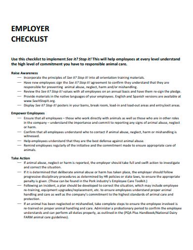 Free 20 Employer Checklist Samples In Pdf Ms Word
