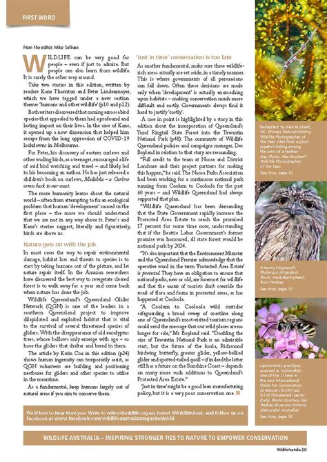 Wildlife Australia Magazine Winter 2022 Editorial By Mike Flickr