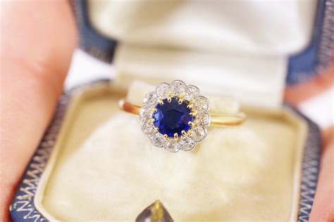 Edwardian Cluster Sapphire Ring Maison Mohs